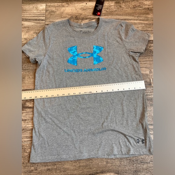 UNDER ARMOUR Womens Sportstyle Graphic T-SHIRT GREY /BLUE  Size MEDIUM NWT #96 - Picture 3 of 11